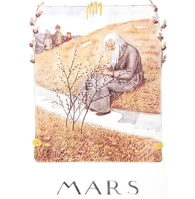 Månadsbild A4 av Elsa Beskow - Mars