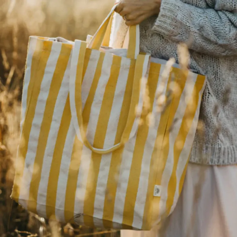 Ekologisk Tygkasse / Tote bag ORIGINAL - Randig GUL