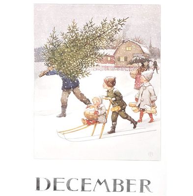 Månadsbild A4 av Elsa Beskow - December