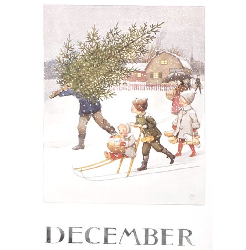 Månadsbild A4 av Elsa Beskow - December