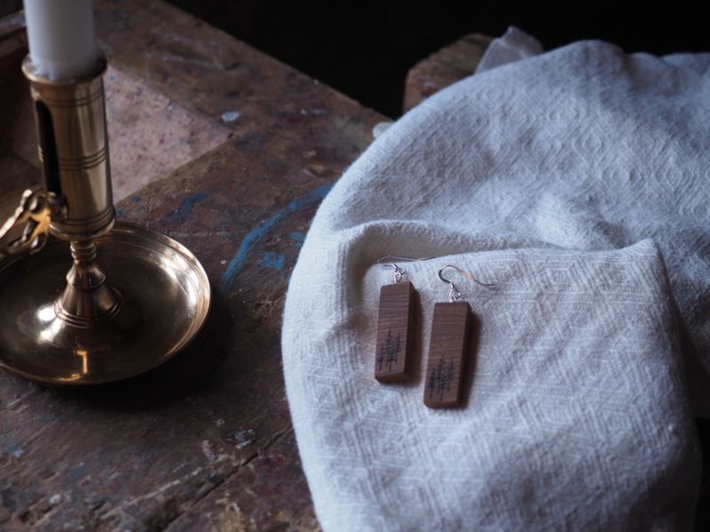 Örhängen Forest Whisper - Silver & Mahogny