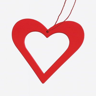 Julgranshänge HJÄRTA RÖD i trä