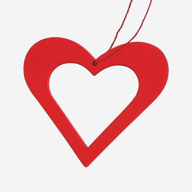 Julgranshänge HJÄRTA RÖD i trä