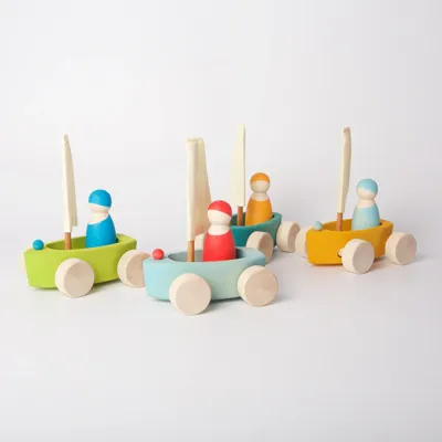 Segelbåtar med grimms vänner-4 pack