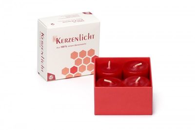 Värmeljus 100% bivax 8-pack RÖD