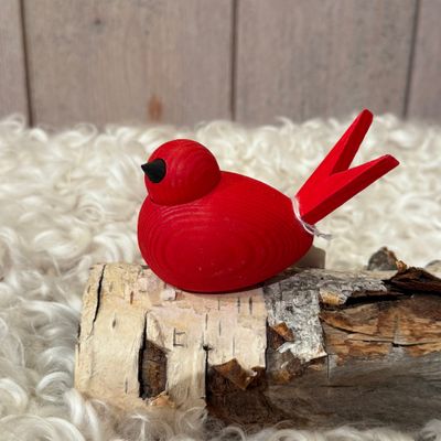 Fågel i trä - Röd