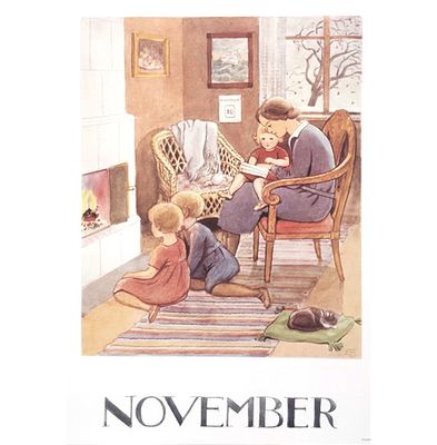 Månadsbild A4 av Elsa Beskow - November