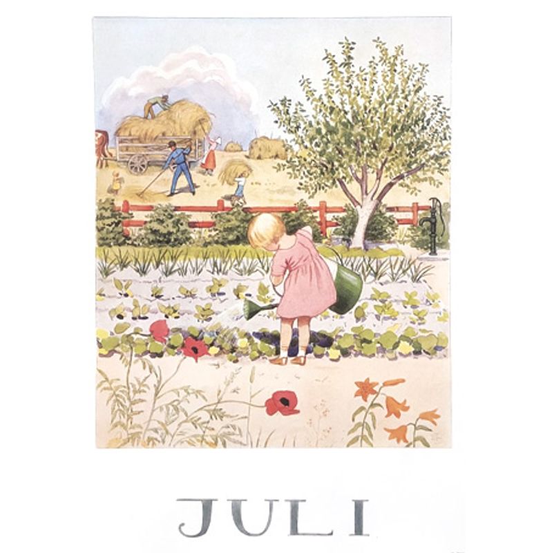 Månadsbild A4 av Elsa Beskow - Juli
