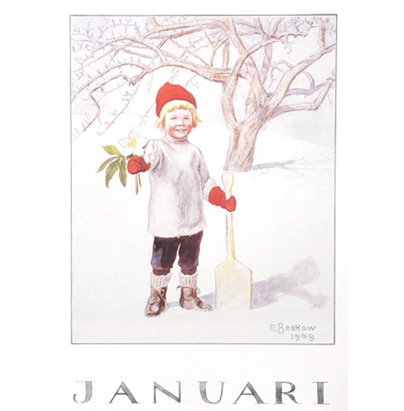 Månadsbild A4 av Elsa Beskow - Januari