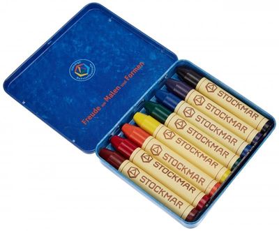 Vaxkritor Stift 8 Färger Mörk (med svart krita), Stockmar