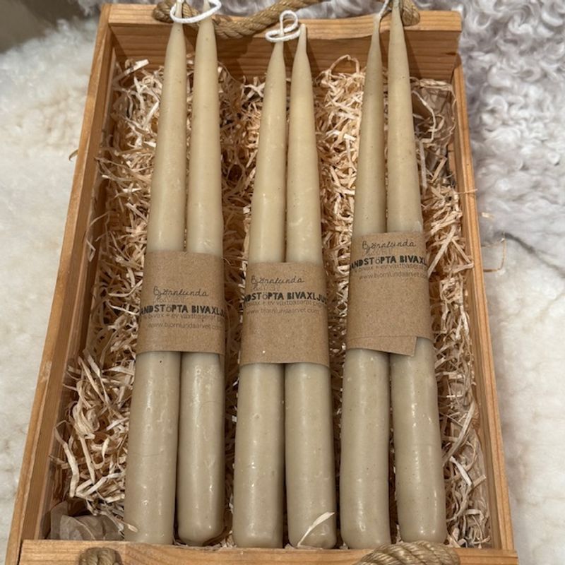 Handstöpta bivaxljus 2-pack Grädde