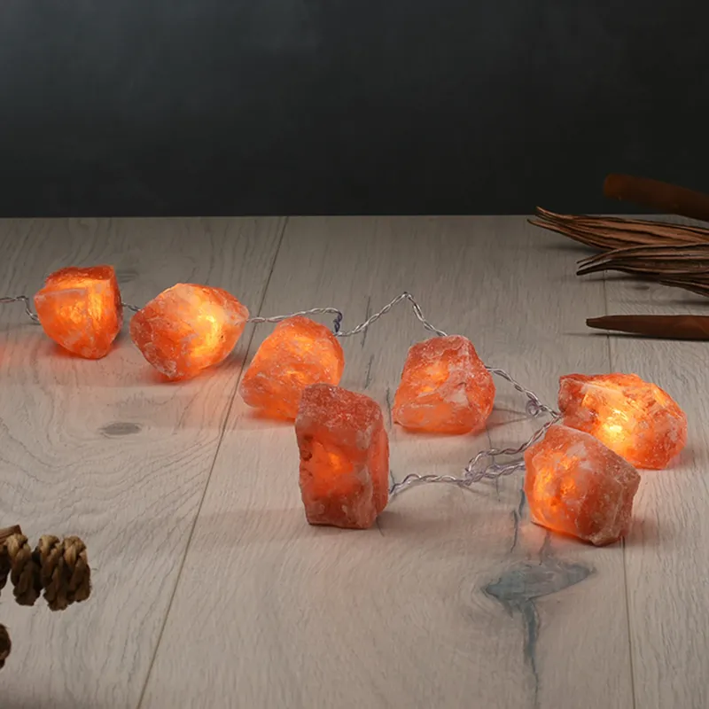 Saltkristall ljusslinga 10 stenar