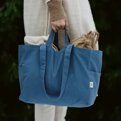 Ekologisk Tygkasse / Tote bag LÅG - Blå