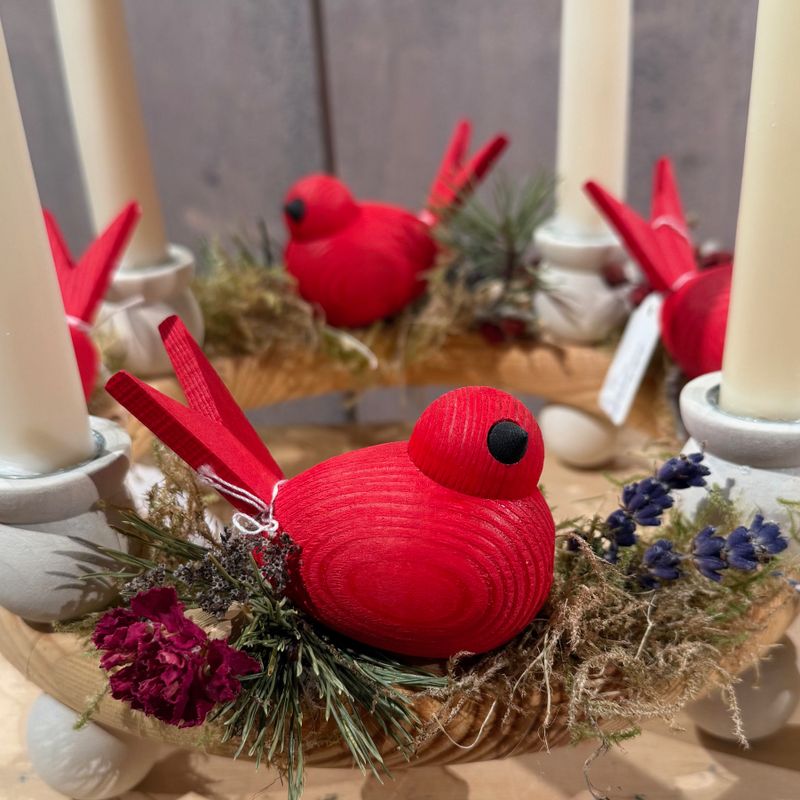 Fågel i trä - Röd