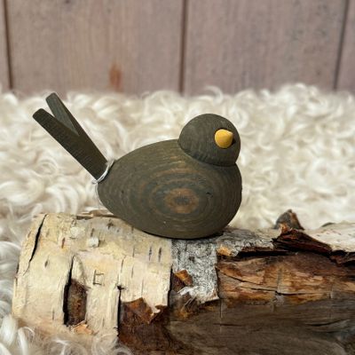 Fågel i trä - Ljusgrå