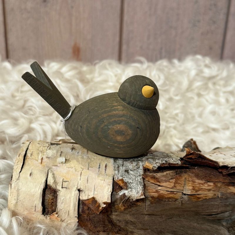 Fågel i trä - Ljusgrå