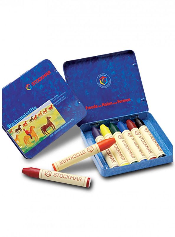 Vaxkritor Stift 8 Färger Mörk (med svart krita), Stockmar