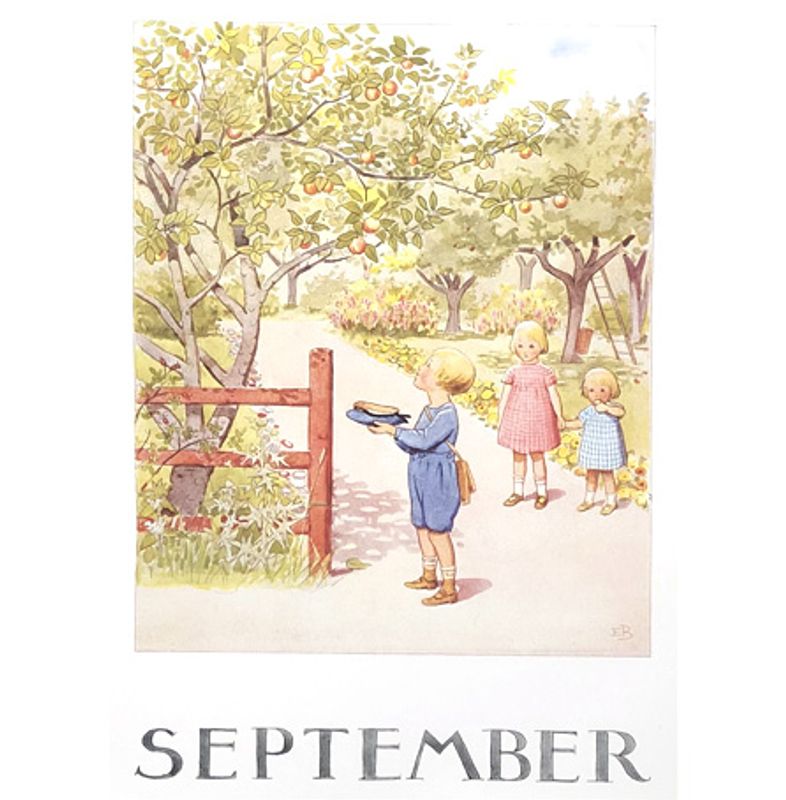 Månadsbild A4 av Elsa Beskow - September