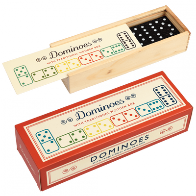 Domino spel i trälåda