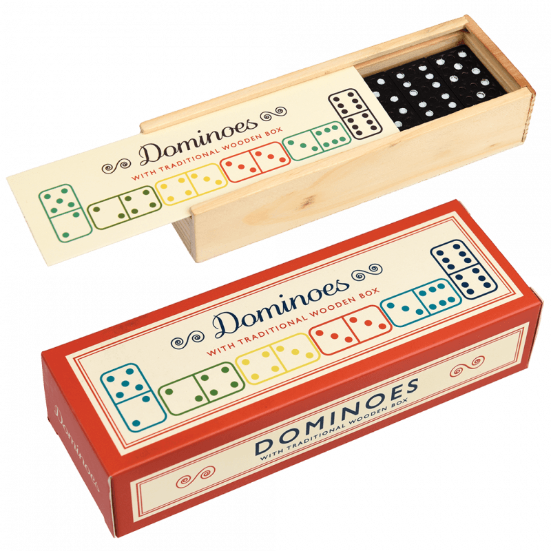 Domino spel i trälåda