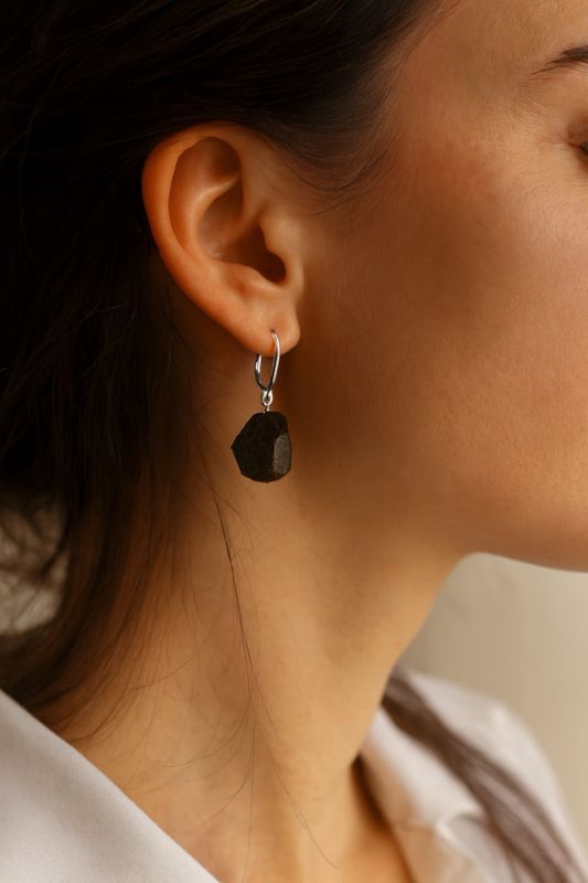 Örhängen Midnight - Silver & Svartek