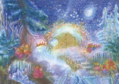 Adventskalender Liten Vinterskog med tomtar