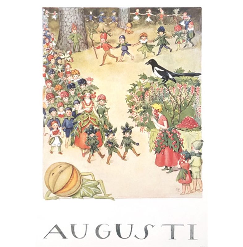 Månadsbild A4 av Elsa Beskow - Augusti