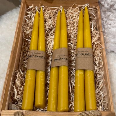 Handstöpta bivaxljus 2-pack Saffran