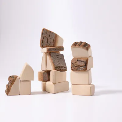 Byggklossar 15 st natur med bark