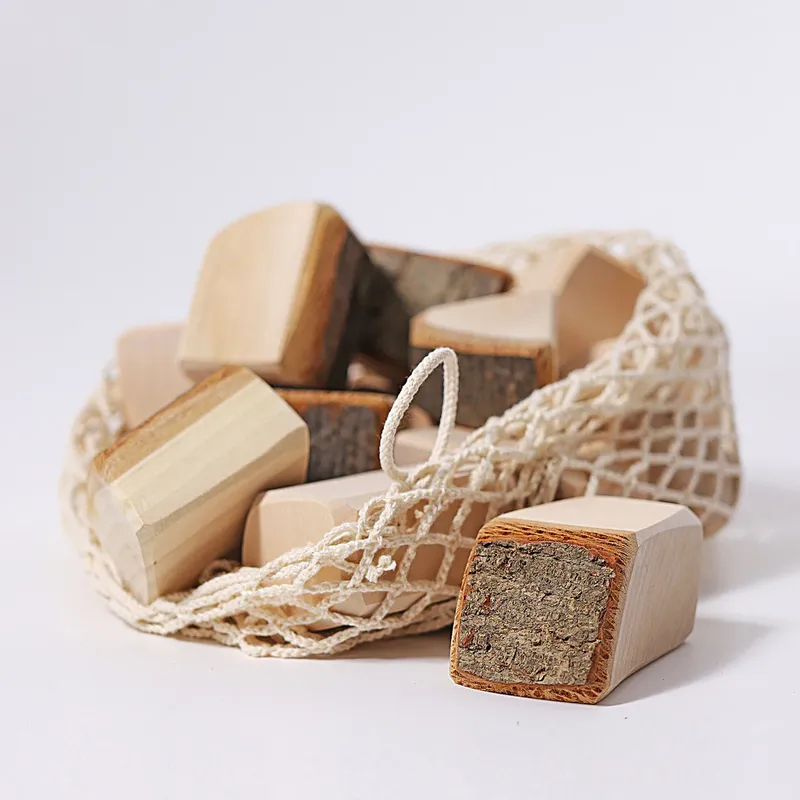 Byggklossar 15 st natur med bark