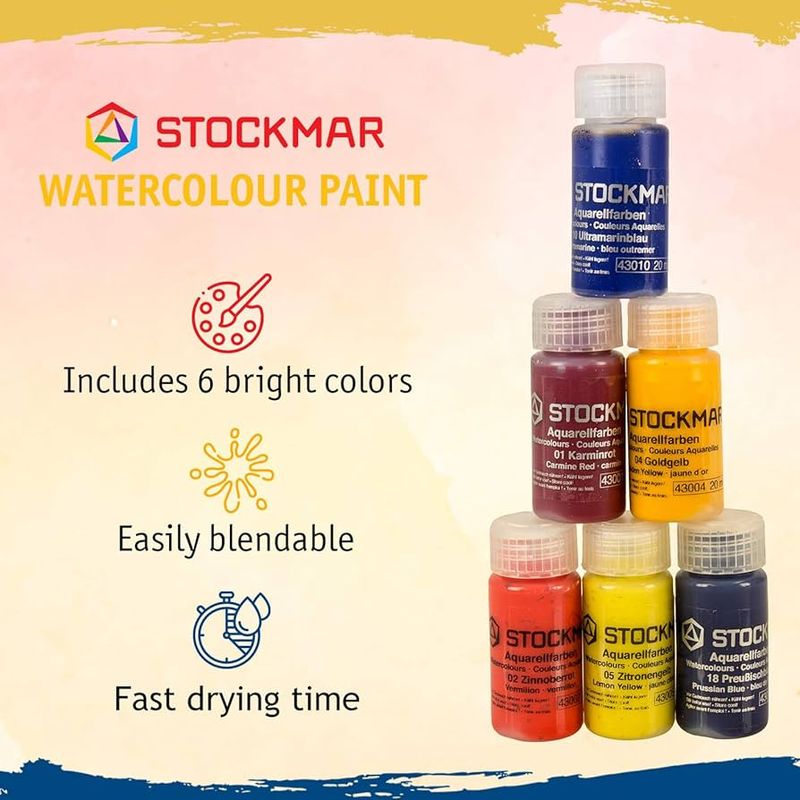 Akvarell 6 Grundfärger á 20 ml, Stockmar