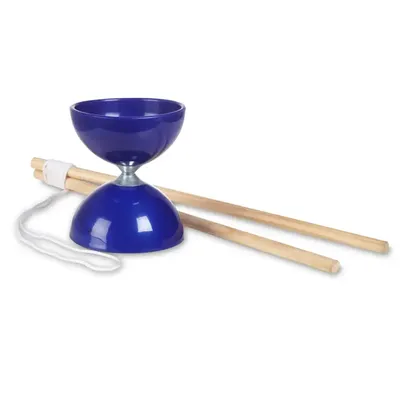 Diabolo med gummiring och trähandtag