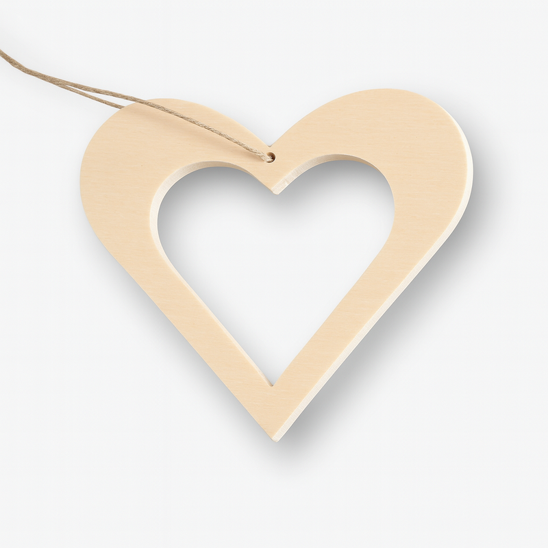 Julgranshänge HJÄRTA NATUR i trä