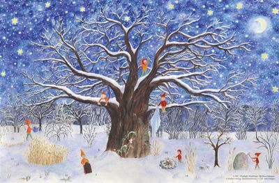 Adventskalender Tomtenissar i vinter-träd