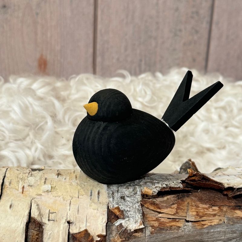Fågel i trä - Svart