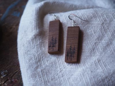 Örhängen Forest Whisper - Silver & Mahogny