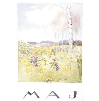 Månadsbild A4 av Elsa Beskow - Maj