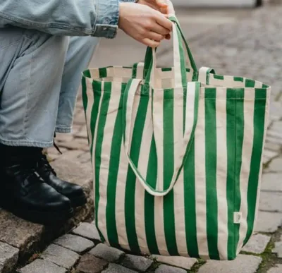 Tygkasse / Tote bag ORIGINAL - Randig Grön