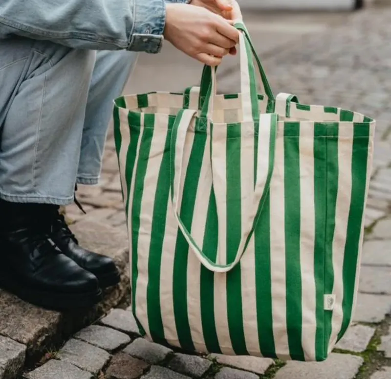 Tygkasse / Tote bag ORIGINAL - Randig Grön