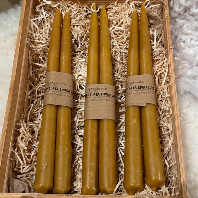 Handstöpta bivaxljus 2-pack Havre