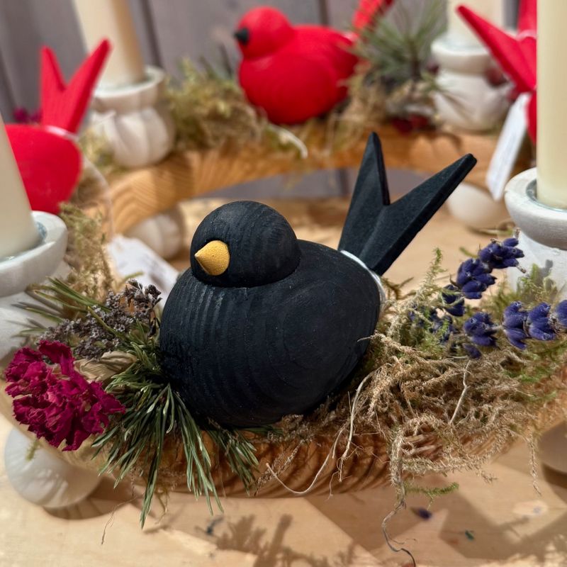 Fågel i trä - Svart