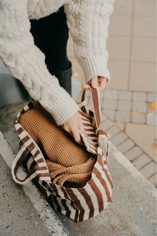 Ekologisk Tygkasse / Tote bag ORIGINAL - Randig BRUN