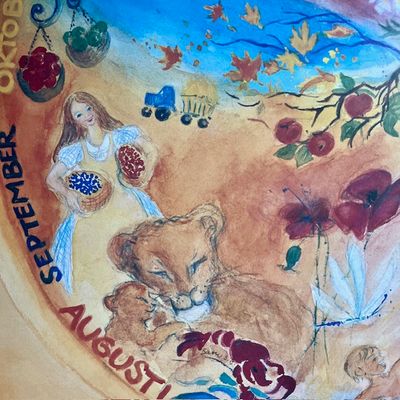 födelsedagsplansch-alla-stjärntecken-målad-närbild