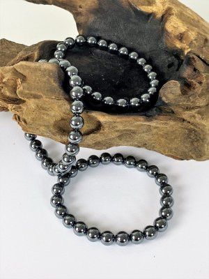 Armband Hematit Runda Stenar 