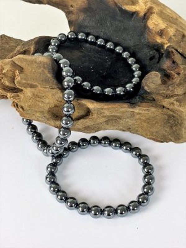 Armband Hematit Runda Stenar 