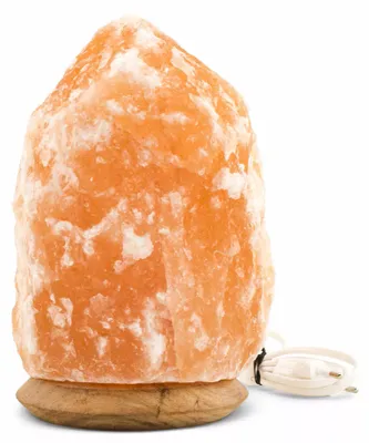 Saltkristall lampa med träfot 4-6 kg