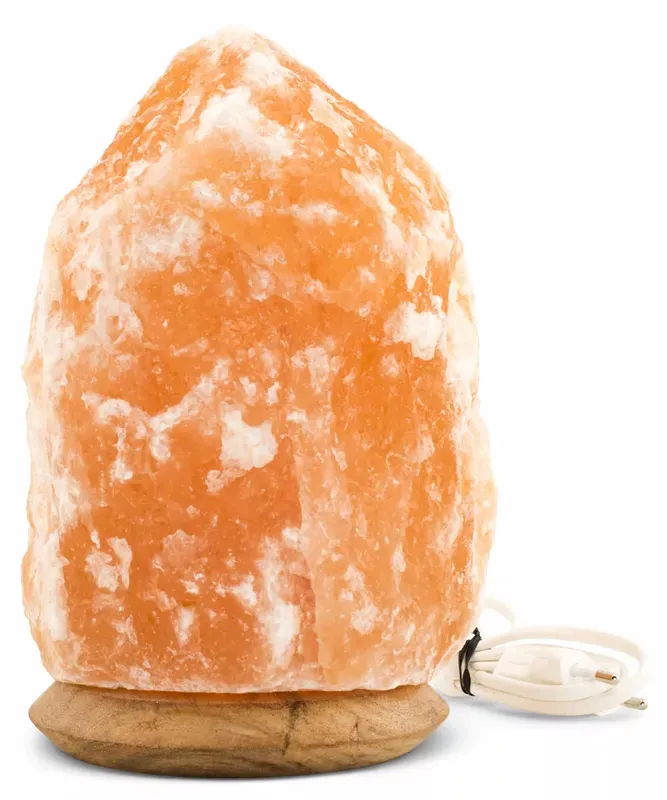 Saltkristall lampa med träfot 4-6 kg