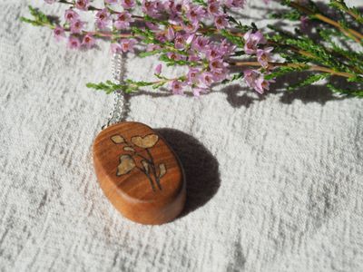 Halsband Flower - Silver & Alm/Mahogny