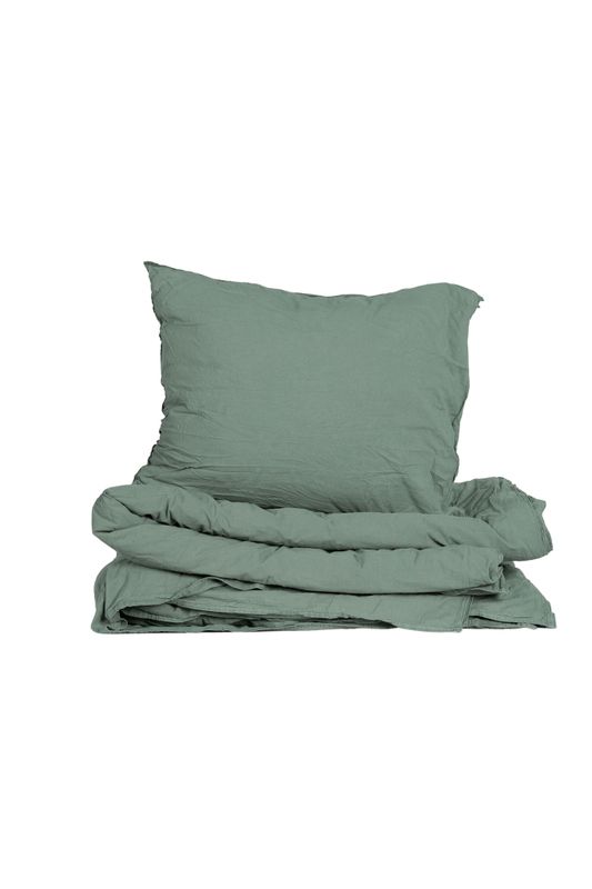 Påslakanset Crinkle EKO Mineral Green