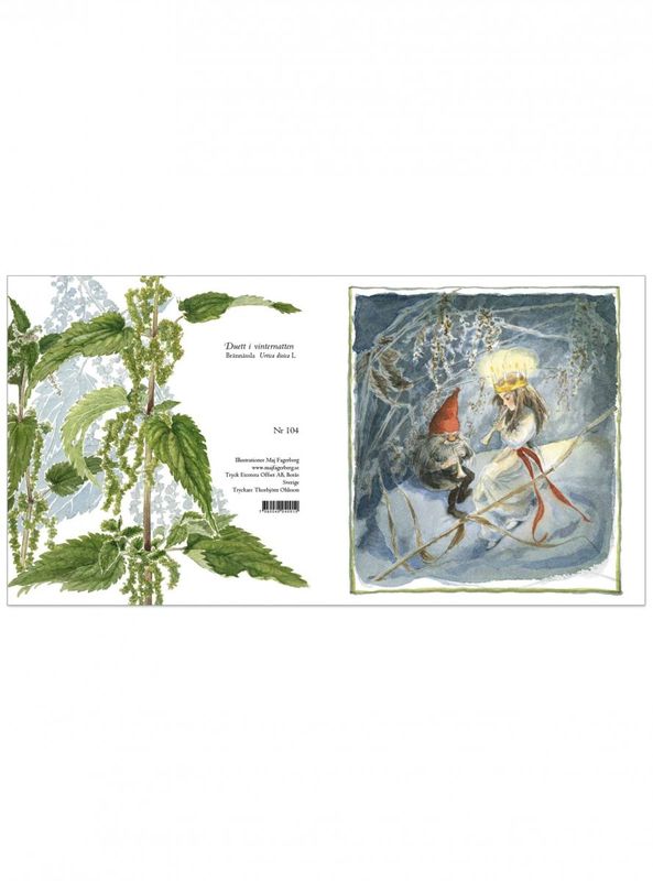 Julkort duett i vinternatten 15x15 cm, Maj Fagerberg